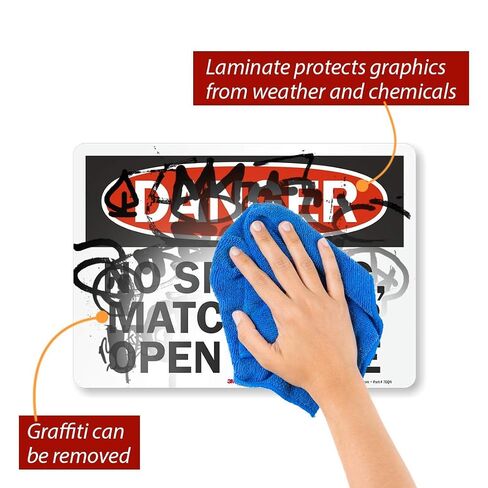 Smartsign U3-1865-RD_14X10 "خطر ممنوع التدخين، أعواد الثقاب أو اللهب المفتوح" ملصق عاكس ذاتي اللصق، 35.56 سم × 25.4 سم in Kuwait