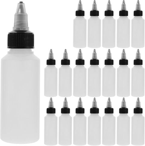 20 Pack 2 oz (60ml) Clear Squeeze Bottles, Empty Refillable Plastic Dispensing Bottles with for Ink, Paint, DIY and Liquid Storage in Kuwait