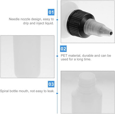 20 Pack 2 oz (60ml) Clear Squeeze Bottles, Empty Refillable Plastic Dispensing Bottles with for Ink, Paint, DIY and Liquid Storage in Kuwait