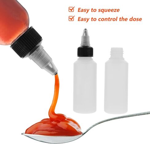 20 Pack 2 oz (60ml) Clear Squeeze Bottles, Empty Refillable Plastic Dispensing Bottles with for Ink, Paint, DIY and Liquid Storage in Kuwait