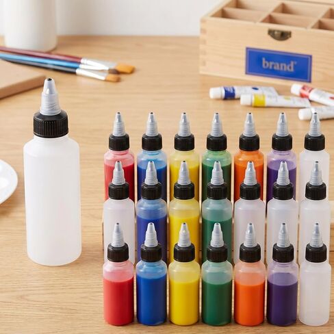 20 Pack 2 oz (60ml) Clear Squeeze Bottles, Empty Refillable Plastic Dispensing Bottles with for Ink, Paint, DIY and Liquid Storage in Kuwait