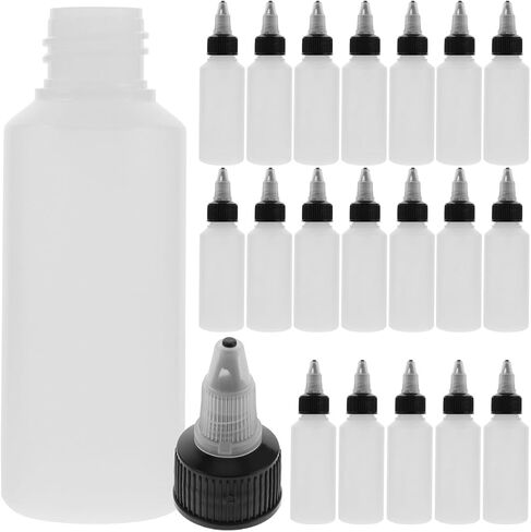 20 Pack 2 oz (60ml) Clear Squeeze Bottles, Empty Refillable Plastic Dispensing Bottles with for Ink, Paint, DIY and Liquid Storage in Kuwait