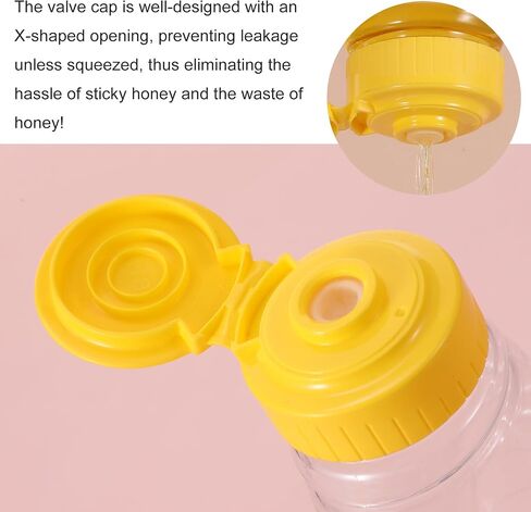 2 Pcs Honey Containers, Honey Container with Funnel Leakproof Honeys Jar Condiment Container for Syrup Sauce Juice Storing and Dispensing Ketchup Mustard Salad Capacity 180ml/250g in Kuwait