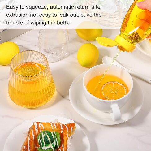 2 Pcs Honey Containers, Honey Container with Funnel Leakproof Honeys Jar Condiment Container for Syrup Sauce Juice Storing and Dispensing Ketchup Mustard Salad Capacity 180ml/250g in Kuwait