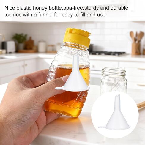 2 Pcs Honey Containers, Honey Container with Funnel Leakproof Honeys Jar Condiment Container for Syrup Sauce Juice Storing and Dispensing Ketchup Mustard Salad Capacity 180ml/250g in Kuwait