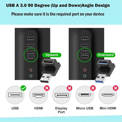 Fidioto 6 Pack 90 درجة USB 3.0 محول، الزاوية اليمنى USB A ذكر إلى أنثى USB L شكل OTG موصل موسع يدعم مزامنة البيانات (5 جيجابايت في الثانية) أو الشحن (15 واط) للكمبيوتر الشخصي والكمبيوتر المحمول والماوس وأجهزة الكمبيوتر المكتبية وما إلى ذلك in Kuwait