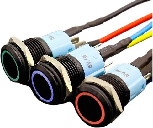 3V 5V 12V 24V 48V 110V 220V LED قفل 16 مم مفتاح زر ضغط معدني مقاوم للماء يحافظ على زر ضغط معدني (أخضر، 48 فولت) in Kuwait