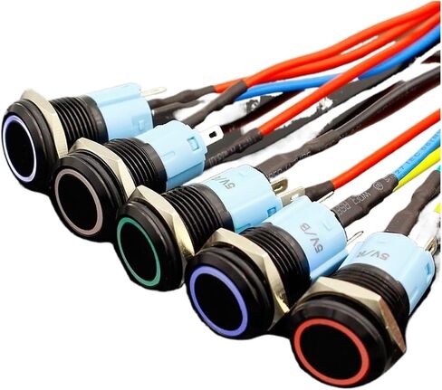 3V 5V 12V 24V 48V 110V 220V LED قفل 16 مم مفتاح زر ضغط معدني مقاوم للماء يحافظ على زر ضغط معدني (أخضر، 48 فولت) in Kuwait