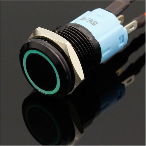 3V 5V 12V 24V 48V 110V 220V LED قفل 16 مم مفتاح زر ضغط معدني مقاوم للماء يحافظ على زر ضغط معدني (أخضر، 48 فولت) in Kuwait