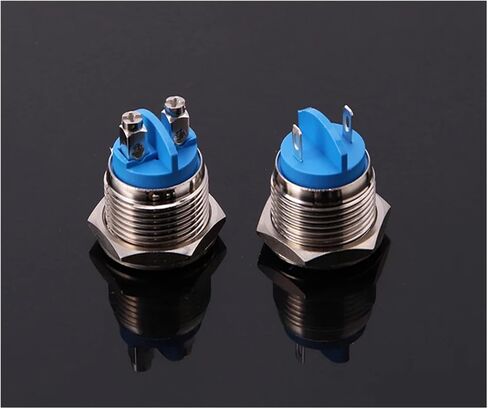 16/19/22MM Metal Button Switch High Head Flat Head Screw Foot Self Reset One Normally Open Jog Start Button(Round Head,22MM_Screw Foot) in Kuwait