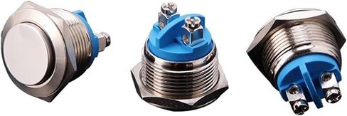 16/19/22MM Metal Button Switch High Head Flat Head Screw Foot Self Reset One Normally Open Jog Start Button(Round Head,22MM_Screw Foot) in Kuwait