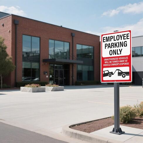 2 Pack Employee Parking Only Signs 18 x 12 inch Reflective Aluminum | Rust Free Tow Away Signs, Weatherproof, Pre-Drilled Holes, Staff Parking Signage, for Driveways, Business, Private Properties in Kuwait