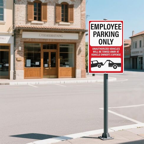 2 Pack Employee Parking Only Signs 18 x 12 inch Reflective Aluminum | Rust Free Tow Away Signs, Weatherproof, Pre-Drilled Holes, Staff Parking Signage, for Driveways, Business, Private Properties in Kuwait