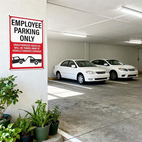 2 Pack Employee Parking Only Signs 18 x 12 inch Reflective Aluminum | Rust Free Tow Away Signs, Weatherproof, Pre-Drilled Holes, Staff Parking Signage, for Driveways, Business, Private Properties in Kuwait