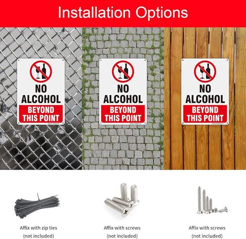 4 Pack No Alcohol Beyond This Point Signs, 10x7 inches Aluminum No Alcohol Beyond This Point Sign, Fade Resistant, UV Protected, Weather, Durable Ink, Easy To Mount in Kuwait