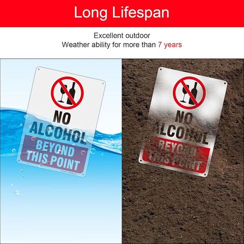4 Pack No Alcohol Beyond This Point Signs, 10x7 inches Aluminum No Alcohol Beyond This Point Sign, Fade Resistant, UV Protected, Weather, Durable Ink, Easy To Mount in Kuwait