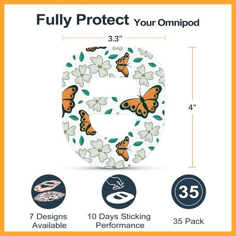 35Pack Omnipod 5 Overpatches Waterproof & Sweatproof, with Strap | Hypoallergenic Skin-Friendly Dash PodPal Pump Holder Patches, Breathable Latex-free Stretchable Pre-cut Adhesive Protection in Kuwait