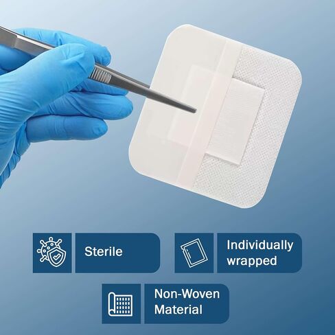 ضمادات جزيرة لاصقة مقاومة للماء 6x6-10 ضمادات مركبة - طبقات ثلاثية للجروح الإفرازية - جيدة لمجموعات الإسعافات الأولية والمرافق الطبية ودور التمريض in Kuwait