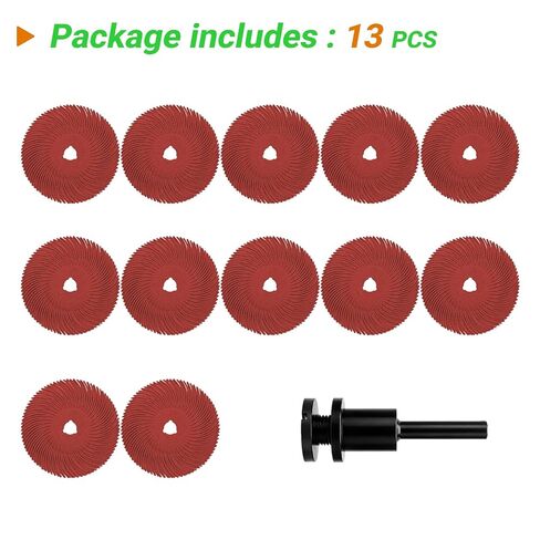 2" Radial Bristle Disc 12pcs 220 Grit - with 3mm Shank for Rotary Tools – Jewelry, Wood, Metal Polishing & Cleaning Abrasive Brushes in Kuwait