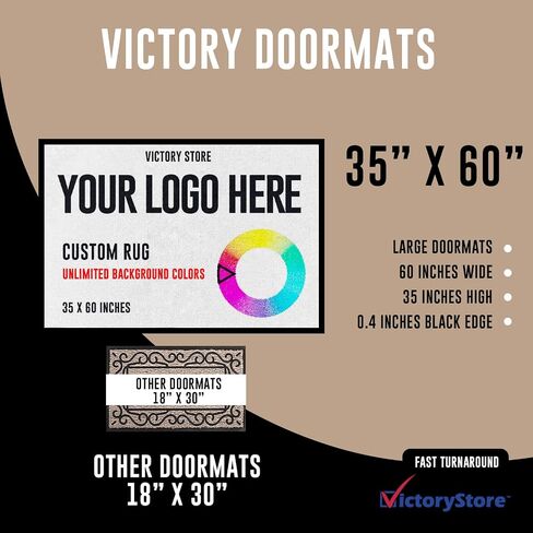 ممسحة أرجل بشعار مخصص من VictoryStore - مقاس 35 × 60 بوصة، طباعة بالألوان الكاملة، حجم تجاري كبير in Kuwait