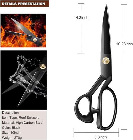10inch Professional Heavy Duty Scissor Tools Cutting PVC TPO Epdm Hot Air Welding Roofing Materials Cutting Fabrics Composite Materials Roofing Scissors Heavy Duty for Home Artists Dressmakers 1Pcs in Kuwait