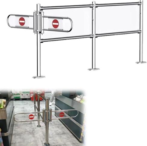 Universal Metal Swing Gate with Safety Guardrail - Manual Pedestrian Entry for Supermarkets, Shopping Malls, Hospitals, and Bars (Black) - Durable and Secure Access Solut in Kuwait