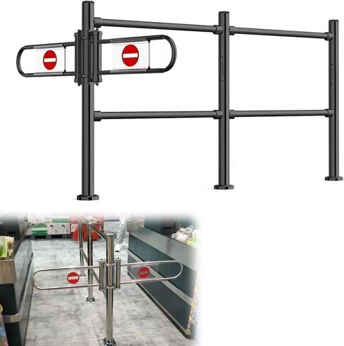Universal Metal Swing Gate with Safety Guardrail - Manual Pedestrian Entry for Supermarkets, Shopping Malls, Hospitals, and Bars (Black) - Durable and Secure Access Solut in Kuwait