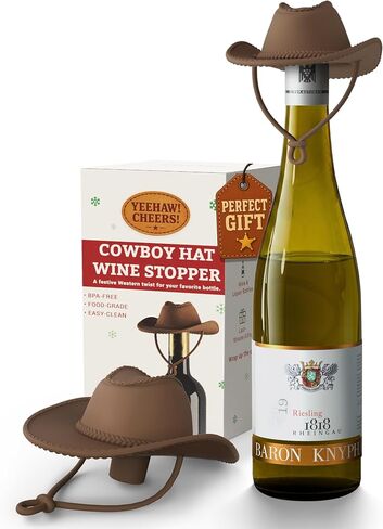 Cowboy Hat Wine Stopper, Funny Wine Gift for Wine Lovers, Wine Accessories, Silicone Bottle Stopper Keeps Wine Fresh, Stocking Stuffers White Elephant Gifts for Adults Men Women in Kuwait