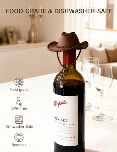Cowboy Hat Wine Stopper, Funny Wine Gift for Wine Lovers, Wine Accessories, Silicone Bottle Stopper Keeps Wine Fresh, Stocking Stuffers White Elephant Gifts for Adults Men Women in Kuwait