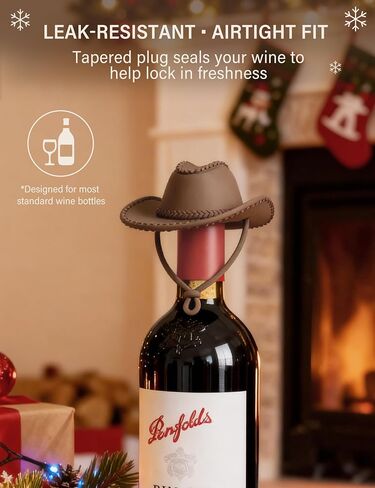 Cowboy Hat Wine Stopper, Funny Wine Gift for Wine Lovers, Wine Accessories, Silicone Bottle Stopper Keeps Wine Fresh, Stocking Stuffers White Elephant Gifts for Adults Men Women in Kuwait