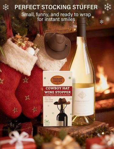 Cowboy Hat Wine Stopper, Funny Wine Gift for Wine Lovers, Wine Accessories, Silicone Bottle Stopper Keeps Wine Fresh, Stocking Stuffers White Elephant Gifts for Adults Men Women in Kuwait