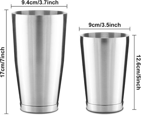 2 Pcs Boston Shaker Set, Stainless Steel Cocktail Shaker Set, 18oz & 28oz Mixed Alcohol for Bartending, Martini Shakers in Kuwait