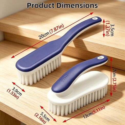 Cleaning Scrub Brushes Set, Ergonomic Long & Short Handle Cleaning Brushes, Non-Shedding Soft Moderate Hardness Bristles for Laundry Stains, Shoe Care, Fabric & Hard Surface Household Deep Cleaning in Kuwait