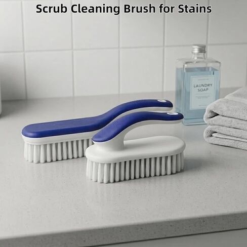 Cleaning Scrub Brushes Set, Ergonomic Long & Short Handle Cleaning Brushes, Non-Shedding Soft Moderate Hardness Bristles for Laundry Stains, Shoe Care, Fabric & Hard Surface Household Deep Cleaning in Kuwait