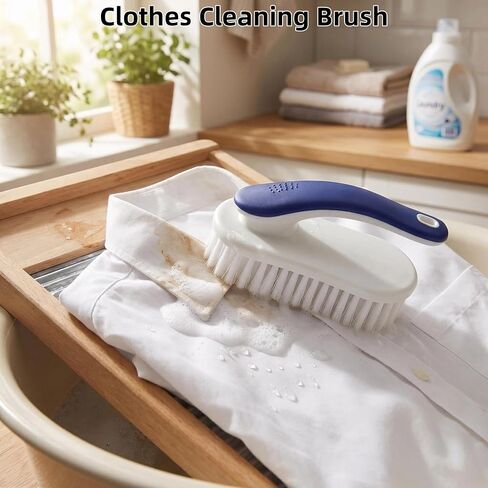 Cleaning Scrub Brushes Set, Ergonomic Long & Short Handle Cleaning Brushes, Non-Shedding Soft Moderate Hardness Bristles for Laundry Stains, Shoe Care, Fabric & Hard Surface Household Deep Cleaning in Kuwait