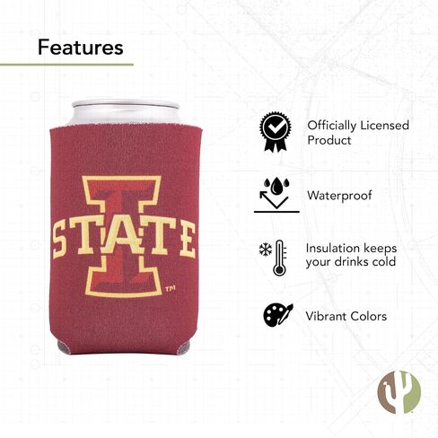 Desert Cactus Iowa State University Can Insulator ISU Cyclones Beverage Cooler 1 Pack Foam 12oz Can Holder Single Sided (Design A) in Kuwait