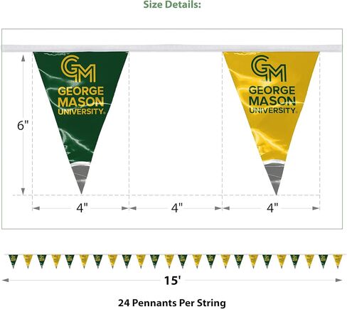 AGAS George Mason GMU University Pennant String Triangle flag football for Birthday Parties Patriots Theme Party - 15FT in Kuwait