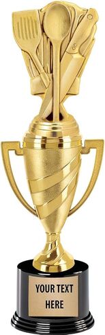 كأس الطبخ لجوائز التاج، جوائز الطبخ على شكل قبعة الشيف الذهبية مقاس 14 بوصة، أدخل النقش الخاص بك in Kuwait