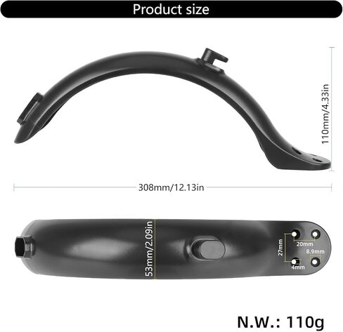 Uprgades Electric Scooter Rear Guard Splash 4 Hole Mudguard Replacement Rear Guard for 8.5 Inch Scooters in Kuwait