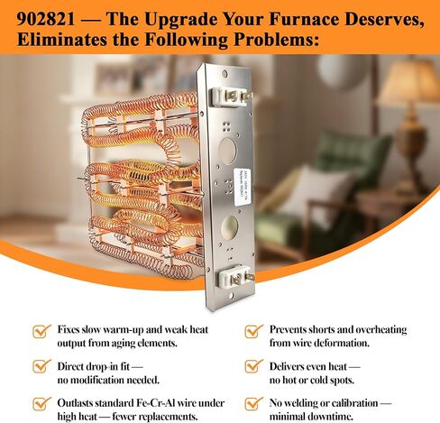 902821 10KW Electric Furnace Heating Element Heat Strip, Compatible with Nordyne Intertherm Miller Maytag Broan Frigidaire Gibson E1 E2 E3 E4 FEH Series, Replaces 902771 902772 904060 904631 | High Efficiency Durable Easy Install in Kuwait
