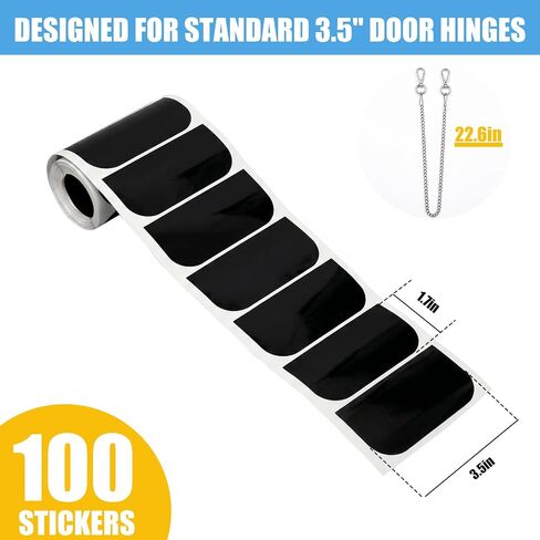 Door Hinge Masking Covers for Painting, 3.5" Adhesive Hinge Protect Shields, Pre-Cut Vinyl Paint Protectors for Residential Door Hinges, Disposable Peel & Stick, 100 Door Pack, Black in Kuwait