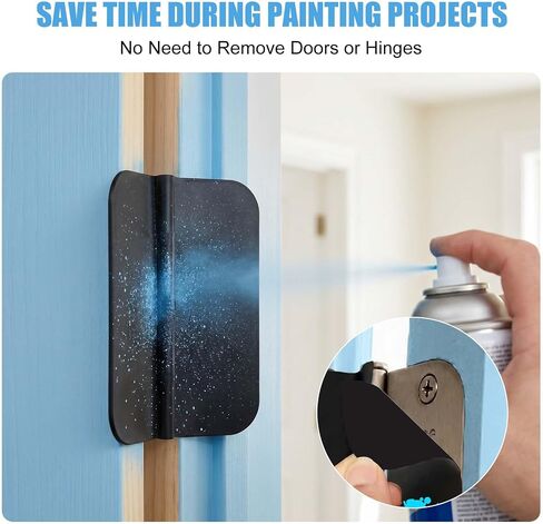 Door Hinge Masking Covers for Painting, 3.5" Adhesive Hinge Protect Shields, Pre-Cut Vinyl Paint Protectors for Residential Door Hinges, Disposable Peel & Stick, 100 Door Pack, Black in Kuwait