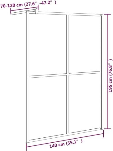 Modern Walk-in Shower Screen with 0.2" Thick ESG Glass, Adjustable Aluminum Frame, Easy Clean Dark Tempered Glass Shower Partition in Kuwait