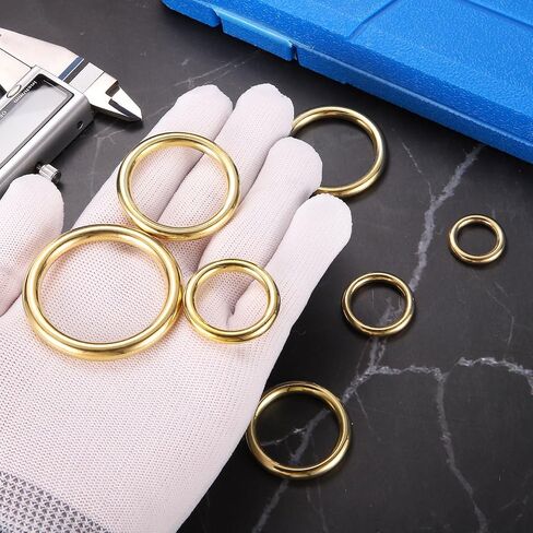 PATIKIL Metal O Ring, (5/8" ID x 0.16" Thick, Brass) (10 Pcs), Solid Seamless Welded Brass Multi-Purpose Round Rings, Suit for - DIY Crafts/Dog Leashes/Wall Plant Hangers in Kuwait