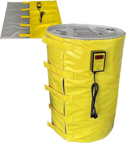 55 Gal Drum Heater Blanket, 200L Insulated Oil Bucket Warmer & Gas Cylinder Heater with Adjustable Thermostat 0-200℃, Heavy-Duty Pail Band Heater - Yellow in Kuwait
