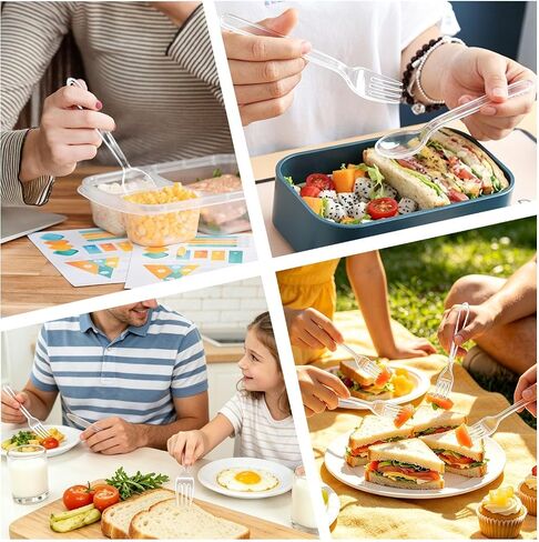 Clawsoff 360 Count Plastic Clear Silverware Set, Disposable Heavy Duty Utensils Set, 150 Forks, 150 Spoons, 60 Knives, BPA-Free, Heat Resistant for Weddings, Parties, Events in Kuwait