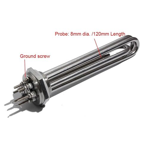 DN32 1 1/4 "BSPT Thread 3/4.5/6/9/12KW 3U عنصر تسخين سخان غاطس كهربائي أنبوبي مع مسبار ومسمار أرضي (380 فولت، 12 كيلو وات 355 مم) in Kuwait