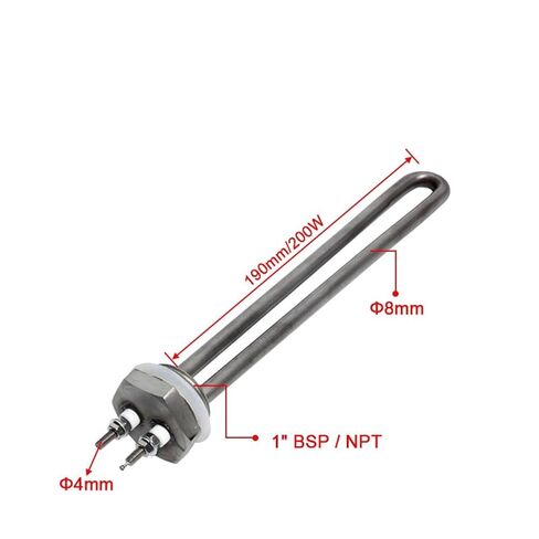 304SUS عنصر تسخين الغمر بالقوة الكهربائية المنخفضة، سخان مياه 1 بوصة NPT/BSP DC12V/24 فولت 200 وات 190 مم (تيار مستمر 12 فولت، 1 بوصة NPT) in Kuwait
