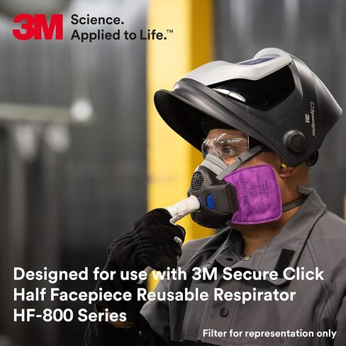 فلتر جهاز التنفس 3M P100، ضغط آمن D3097 للبخار العضوي بمستوى الإزعاج وفلتر معين للجسيمات الزيتية وغير الزيتية، معتمد من NIOSH، تدفق مزدوج لتسهيل التنفس، زوج واحد in Kuwait