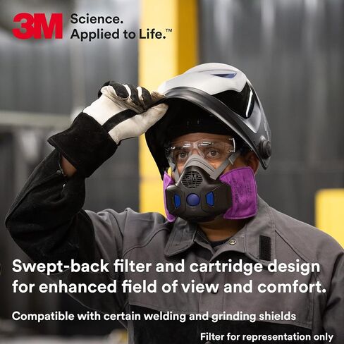 فلتر جهاز التنفس 3M P100، ضغط آمن D3097 للبخار العضوي بمستوى الإزعاج وفلتر معين للجسيمات الزيتية وغير الزيتية، معتمد من NIOSH، تدفق مزدوج لتسهيل التنفس، زوج واحد in Kuwait